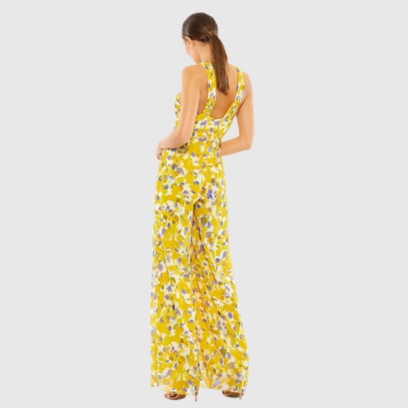 IEENA FOR MAC DUGGAL
Yellow Crossed Halter Tie Waist Jumpsuit (D7) - Picture 2 of 14
